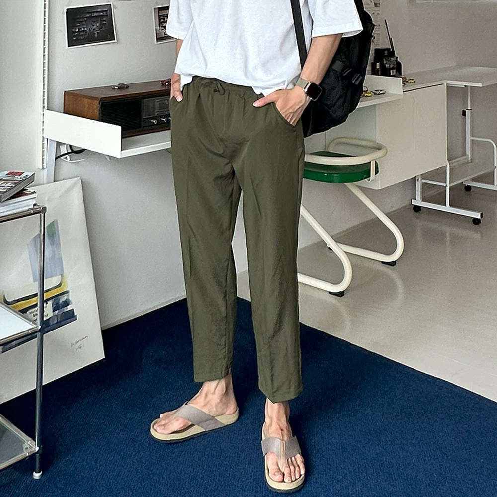 남자 여름바지 아이스 밴딩 9부 팬츠 남자 냉장고바지 - 상세 이미지 2