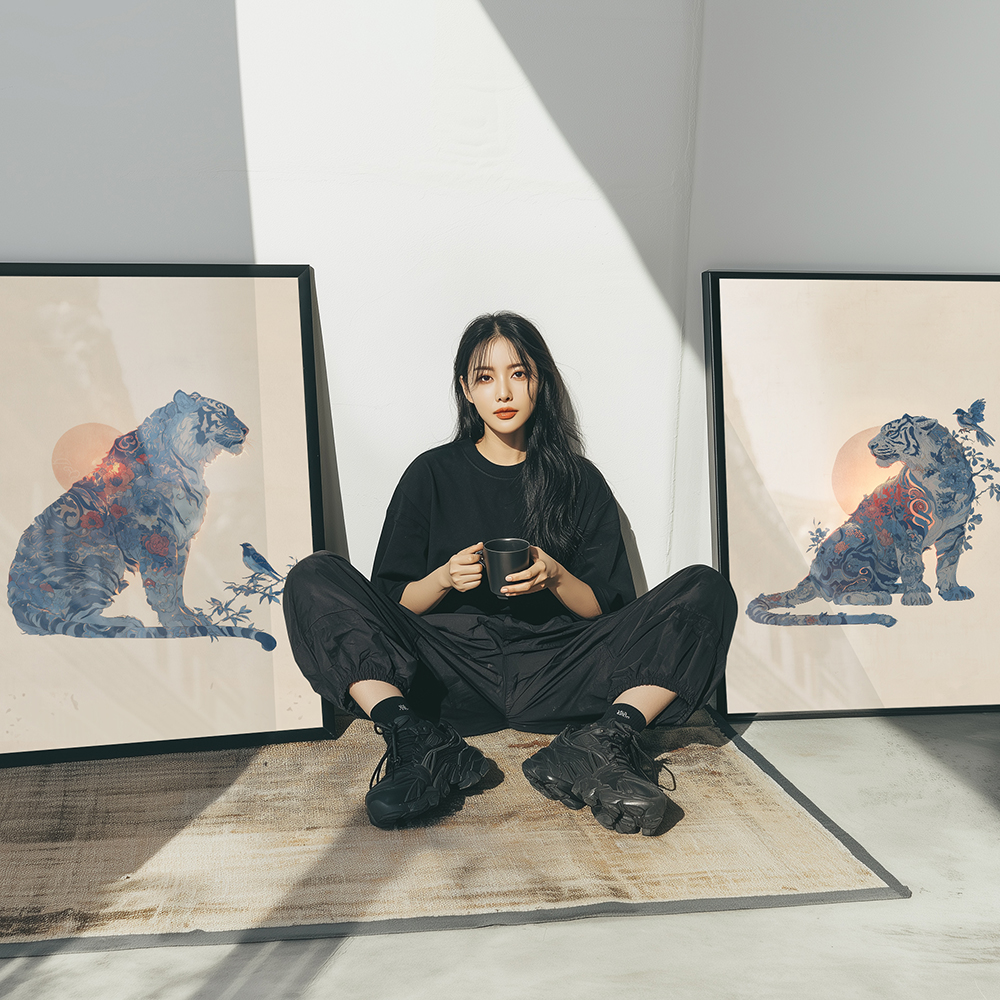 호랑이 까치 액자 힘과 행운 기원 풍수 인테리어 소품 A2(420mmx594mm) - 상세 이미지 2