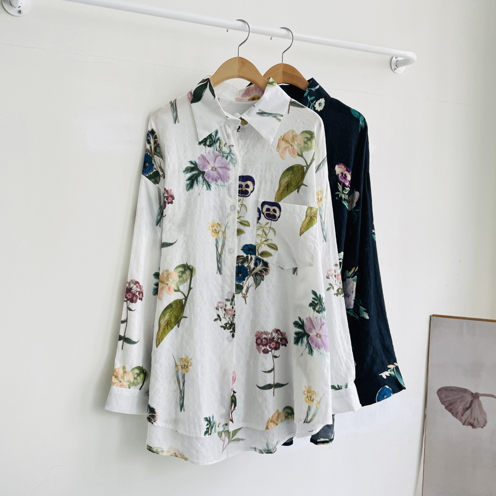 꽃무늬셔츠 시스루셔츠 링클프리 시원한남방 여름긴팔남방