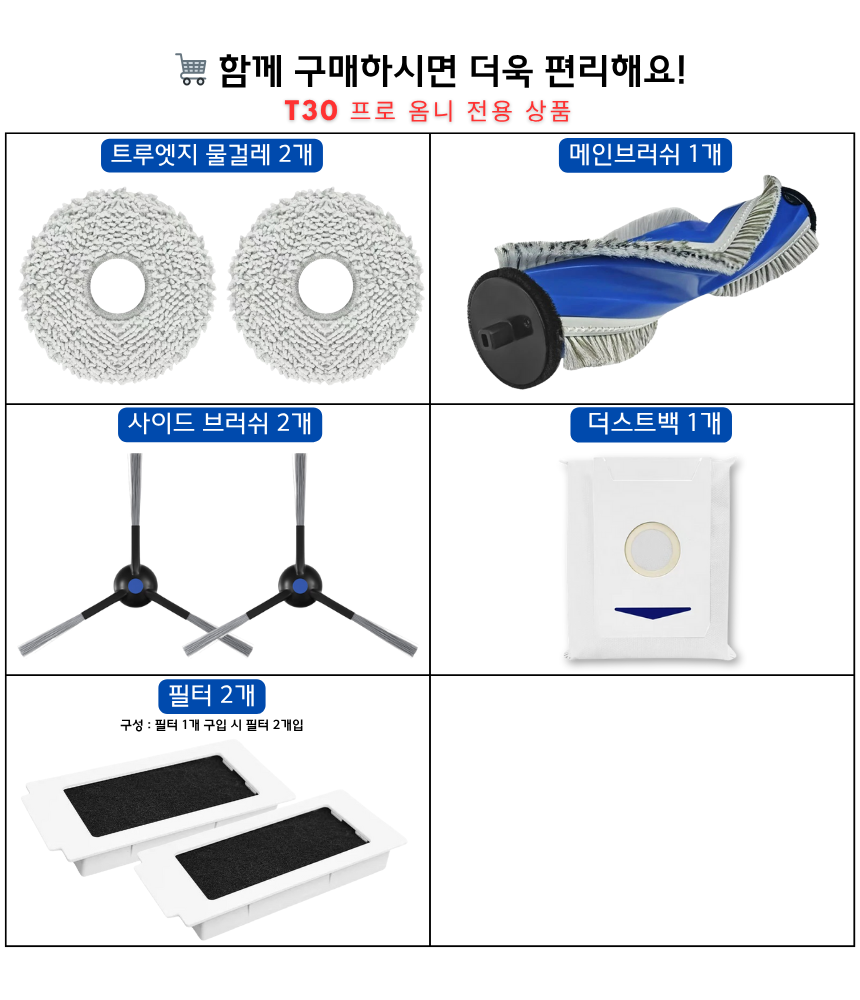 [호환] 에코백스 T30 프로 옴니 소모품 물걸레 2EA - 상세 이미지 3