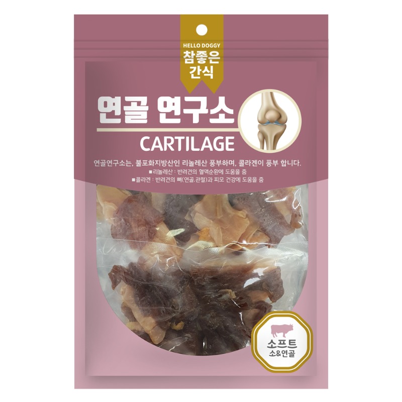 헬로도기 연골연구소 강아지육포 저칼로리 알러지 강아지다이어트간식 소프트연골+소고기, 140g, 1개 - 메인 이미지