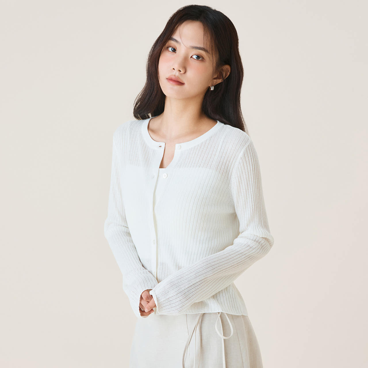 로엠 린넨 골지 긴팔 가디건 RMCKF37RT3