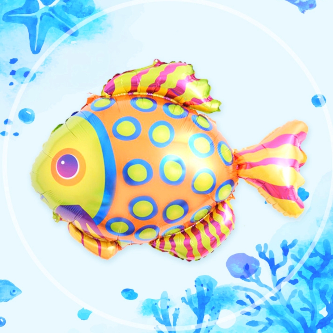화려한무늬물고기풍선 바다물고기은박풍선 대형 여름파티장식소품