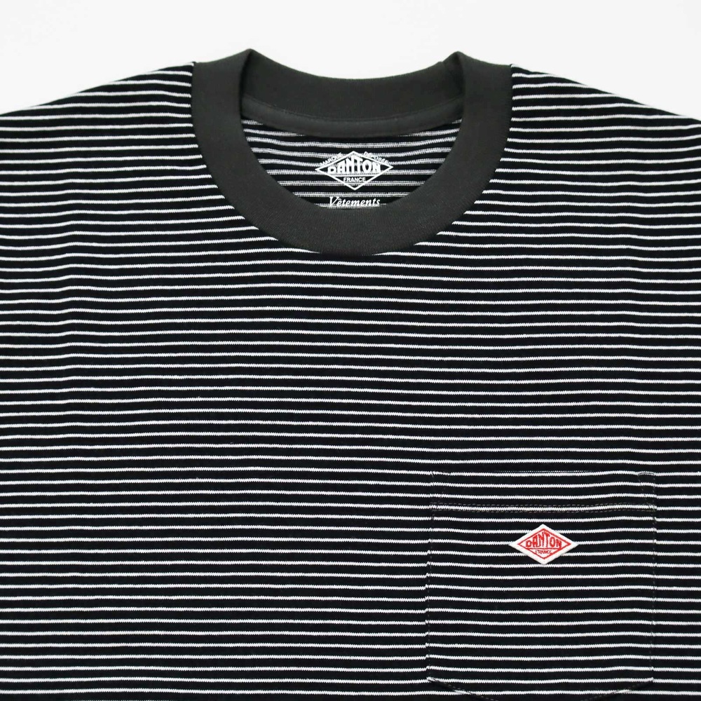 단톤 25FW 포켓 스트라이프 반팔 티셔츠 남성 DT-C0198TCB 헤더 화이트챠콜 M - 상세 이미지 5