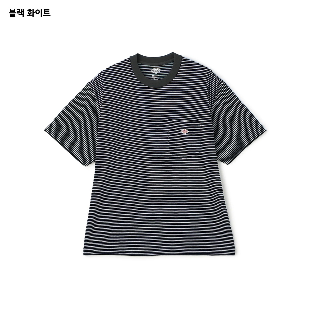 단톤 25FW 포켓 스트라이프 반팔 티셔츠 남성 DT-C0198TCB 헤더 화이트챠콜 M - 상세 이미지 4