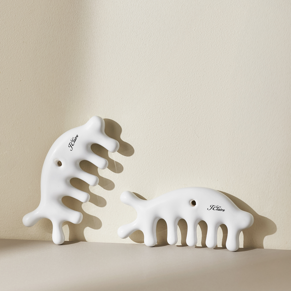 제이끌레르 올인원 세라믹 두피 괄사 마시지기 얼굴 바디 빗 도자기 경락 림프