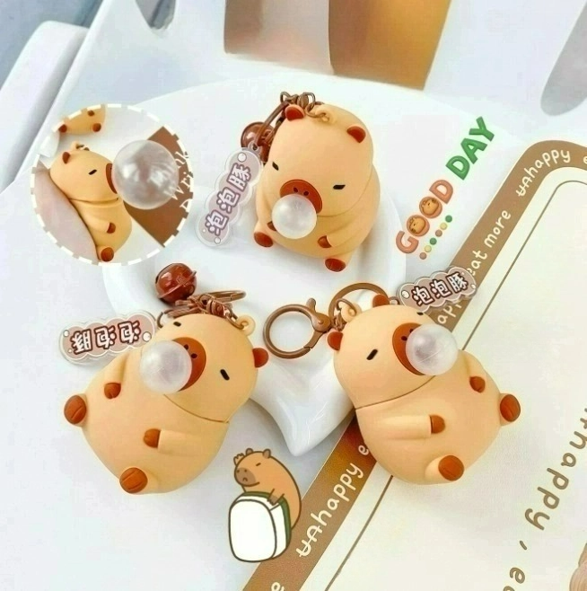 풍선 부는 카피바라 키링 인형 피규어 키홀더 가방고리 백꾸 가꾸 쓸없선 킹받는 선물 - 상세 이미지 2