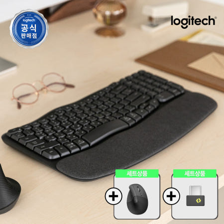 로지텍코리아 인체공학 C타입 세트 WAVE KEYS 그래파이트 +LIFT 그래파이트 무선 블루투스 키보드 마우스 + BOLT C타입 USB 동글 리시버