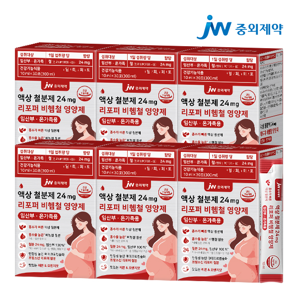 JW중외제약 액상 철분제 24mg 리포퍼 비헴철 영양제 임산부 온가족용 30포, 6개