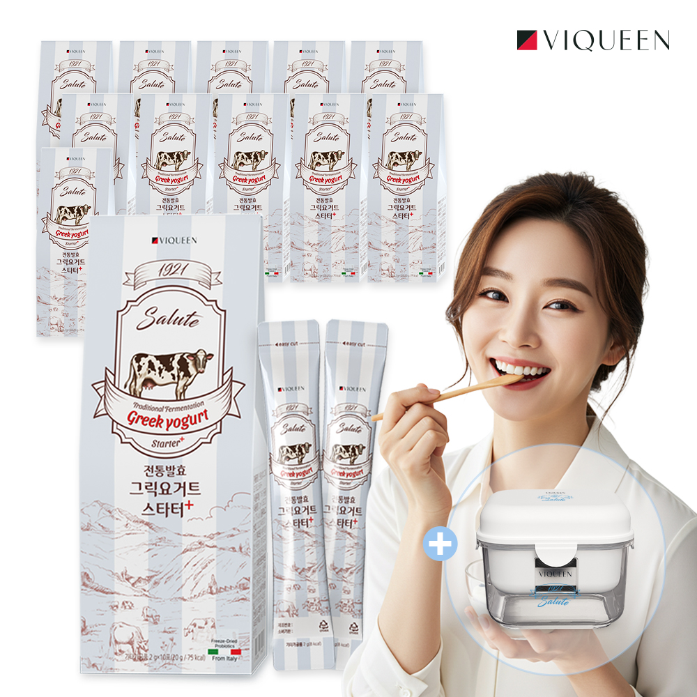 바이퀸 1921살루트 전통발효 그릭요거트스타터 플러스 1박스(10포) 20g, 12개