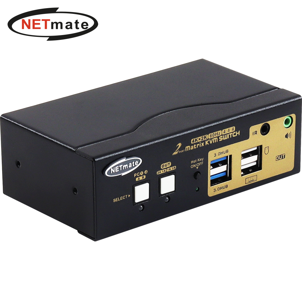 넷메이트 듀얼 4K 60Hz HDMI 매트릭스 KVM 2:1 스위치(USB) NM-HKT4602D - 메인 이미지
