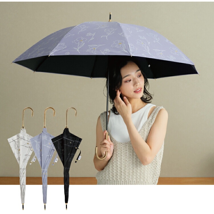 Wpc 플라워 로잉 차광 장양산 양우산 일본양산 UV차단 블루그레이 - 상세 이미지 2