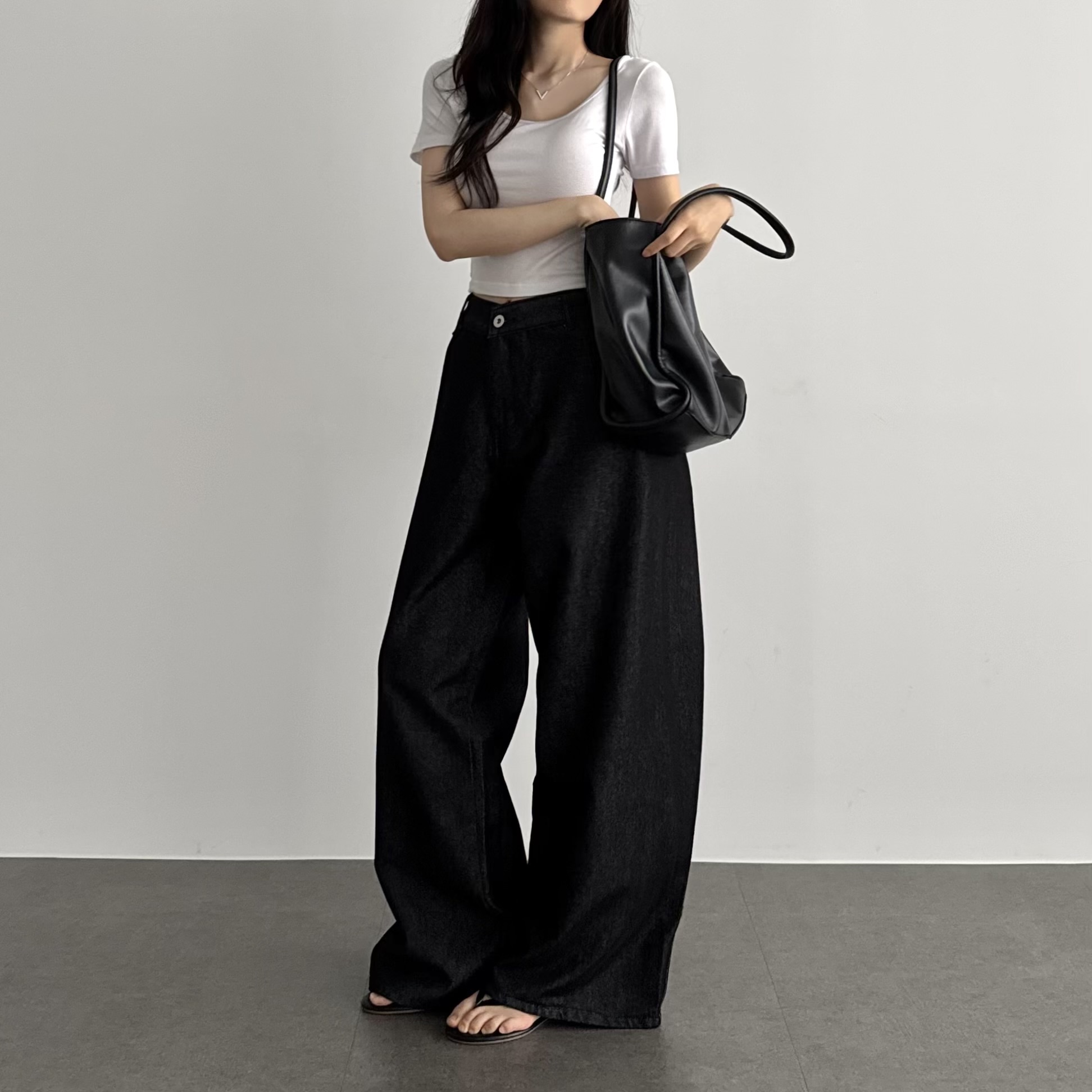 논페이드 여성여름청바지 생지데님 랩치마바지