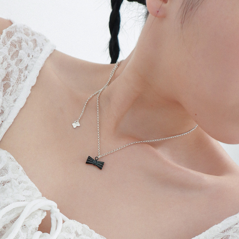 볼드 보우 네크리스 실버925 Bold Bow Necklace - 상세 이미지 3