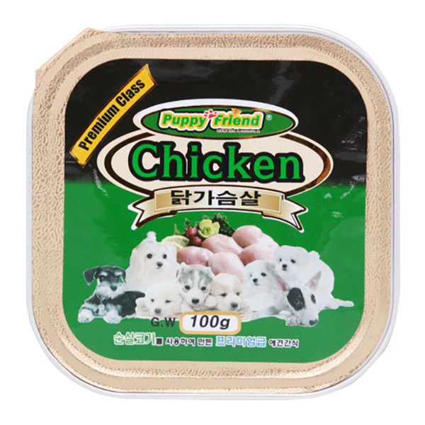 퍼피프랜드 강아지캔 강아지통조림 애견 습식 유동식 닭고기(사각), 100g, 1개 - 상품 이미지