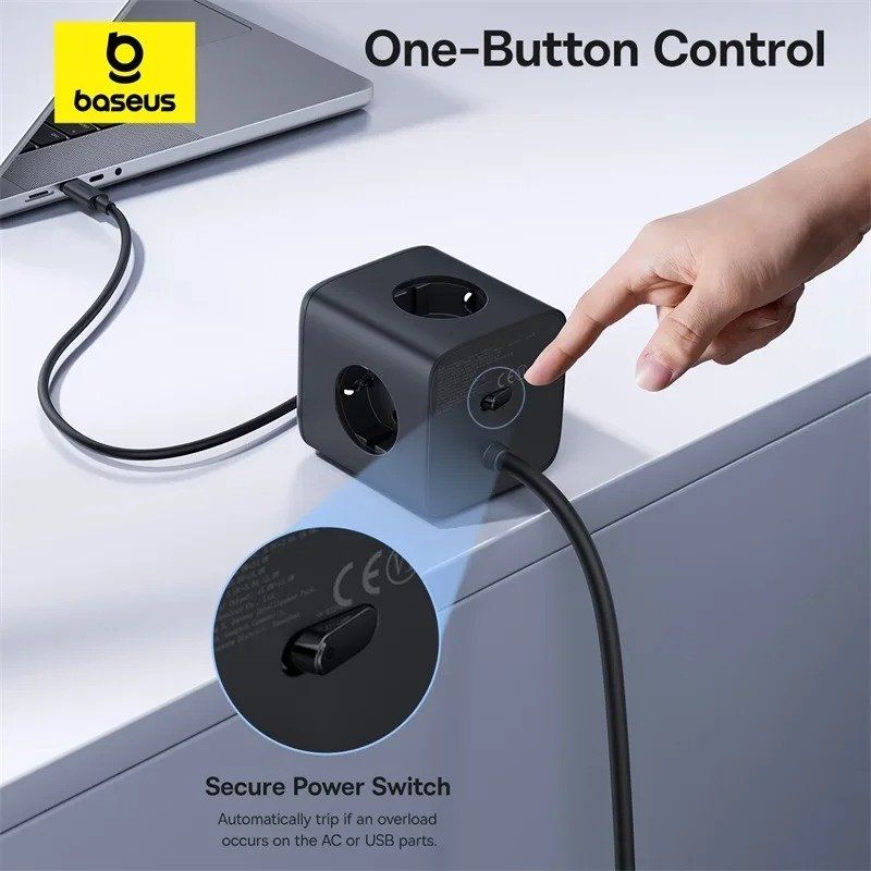 Baseus 67W GaN 고속 충전기 전원 스트립 3AC 3680W 콘센트 USB-C 노트북 iPhone 용 충전 데스크탑 스테이션 Samsung Xiaomi 이미지 6