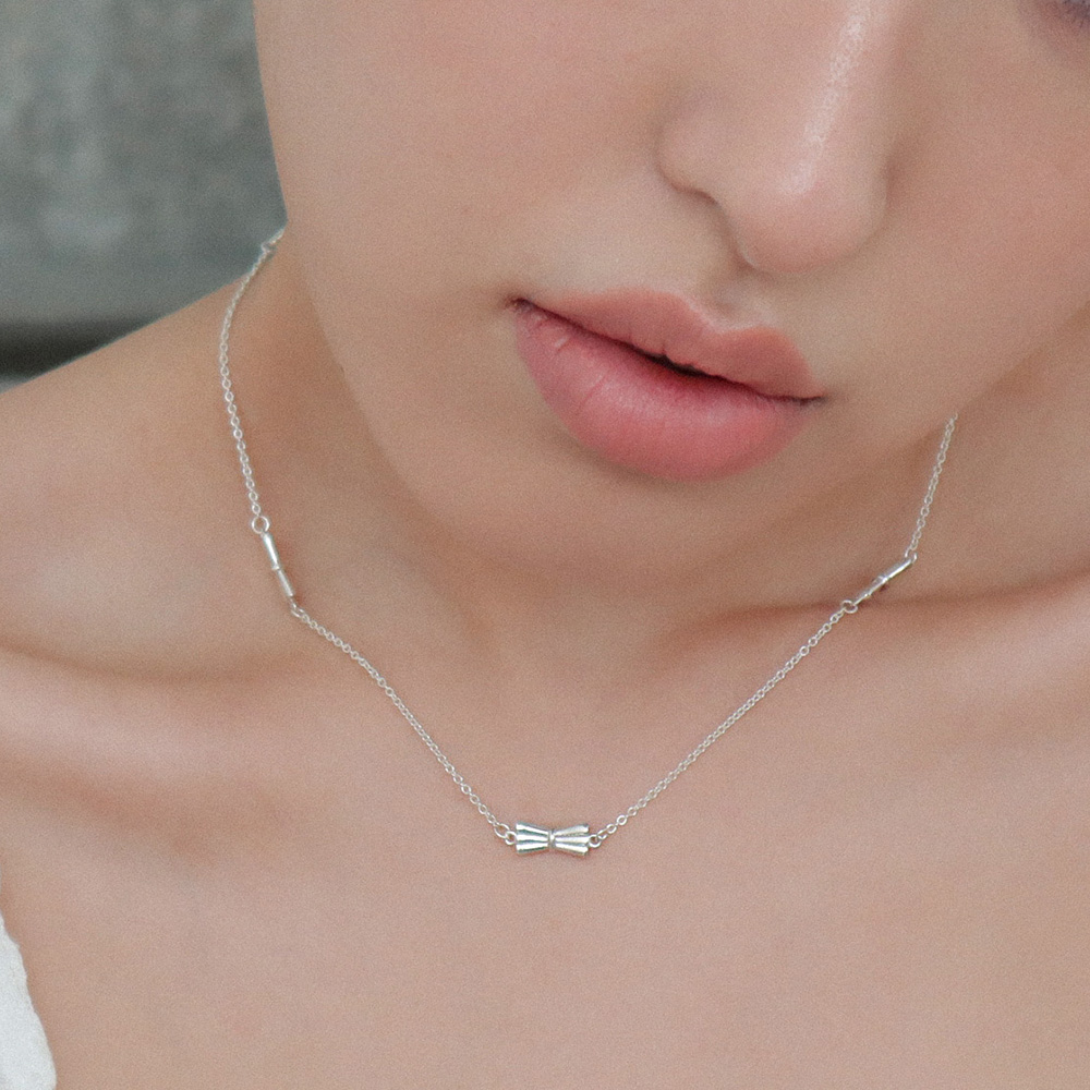 보우 링크 네크리스 실버925 리본 Bow Link Necklace - 상세 이미지 2