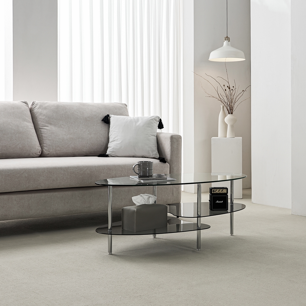 클라르 높은 소파 쇼파 좌식테이블 비정형 낮은 유리 티테이블