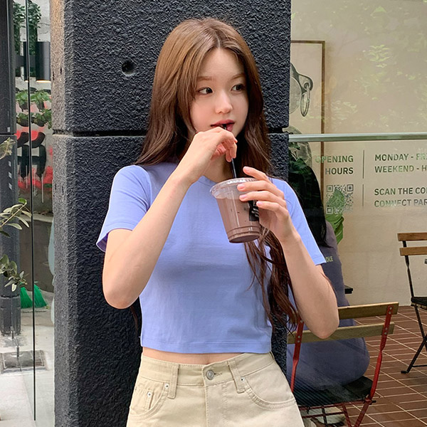 노엔브 크롭 반팔 티셔츠 ts4606 - 상품 이미지