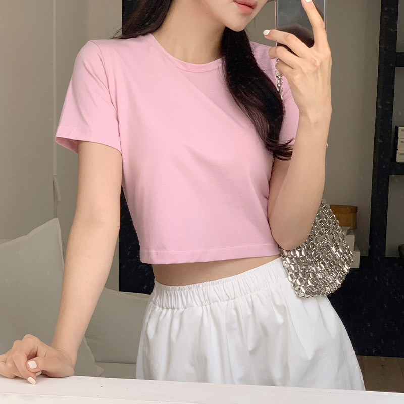 노엔브 크롭 반팔 티셔츠 ts4606 - 상세 이미지 4