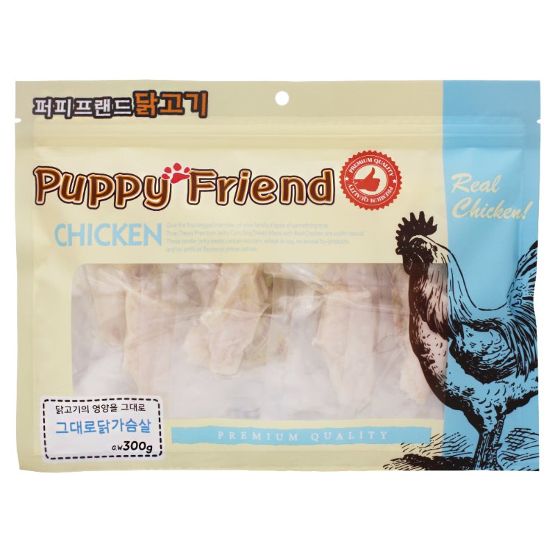 퍼피프랜드 사사미 강아지대용량간식 육포 애견 건조 간식 그대로닭가슴살, 300g, 1개 - 상품 이미지