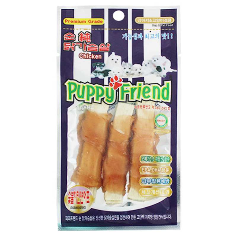 퍼피프랜드 강아지져키 저칼로리 영양간식 숯불치킨연어포, 35g, 1개 - 메인 이미지