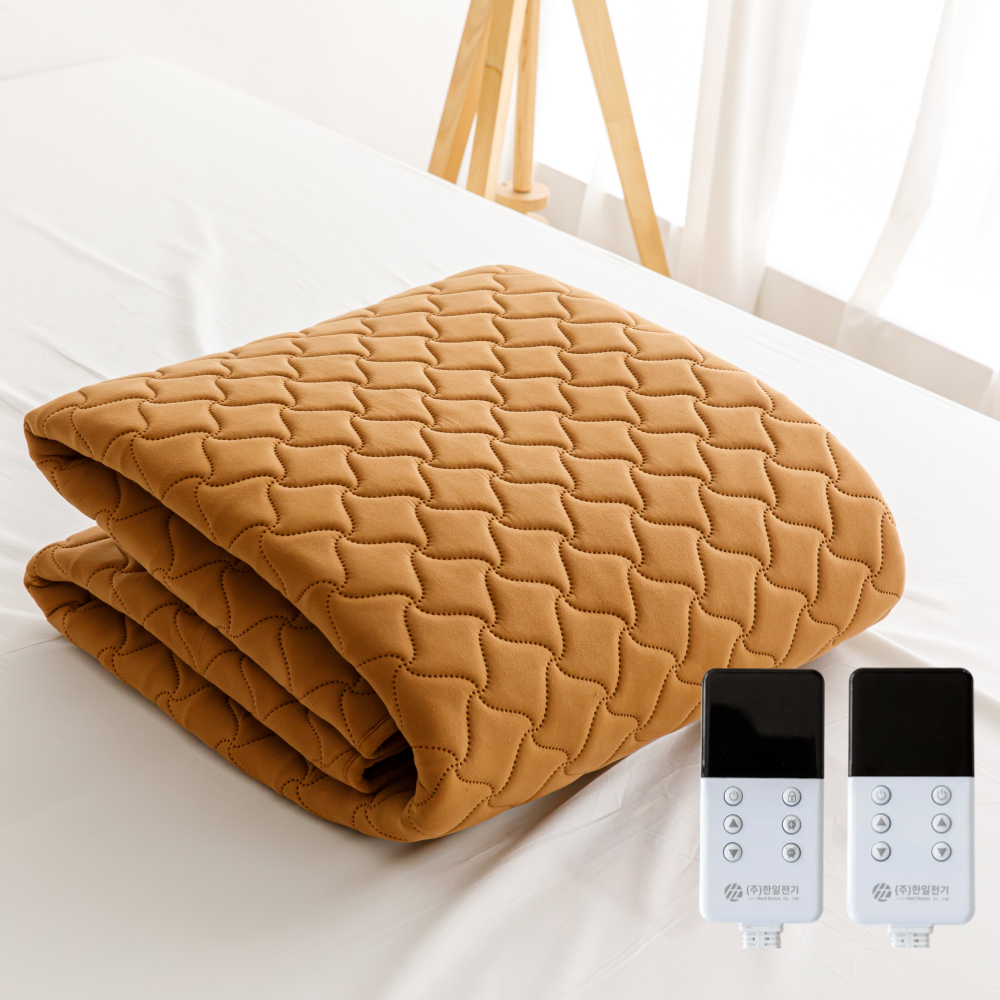EMF안심탄소매트 무전자열선 극세사 전기매트 전기요 더블(분리난방), 150x195cm, 카멜브라운