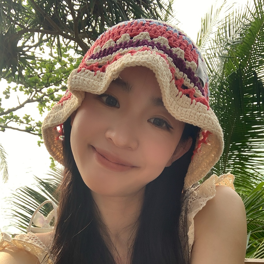 벙거지 썸머 모자 햇 모티브 지사모자 여성 휴양지 벙거지모자 여름모자 니트 니트버킷햇 산책 - 상세 이미지 2
