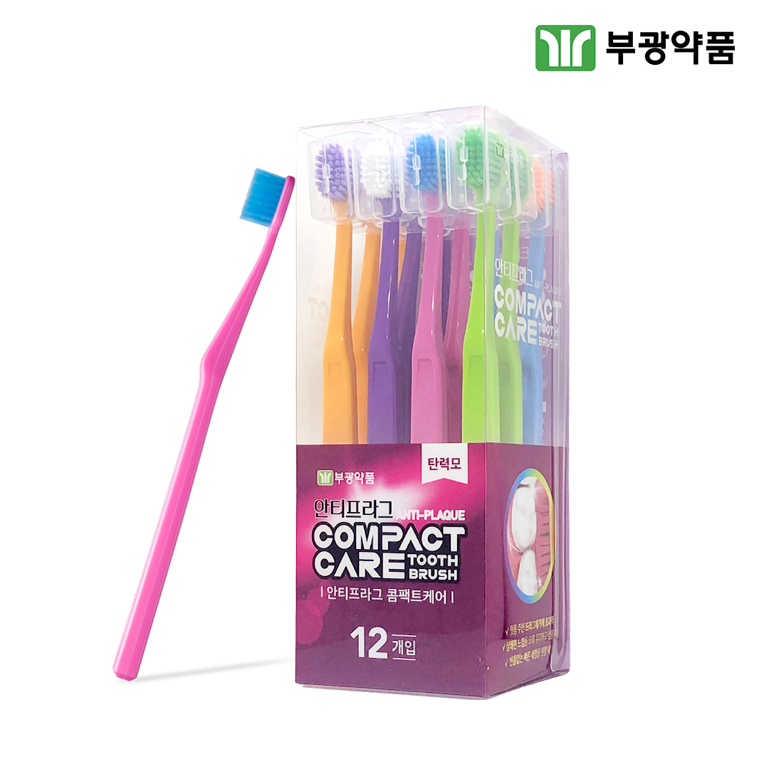부광약품 안티프라그 콤팩트케어 칫솔 탄력모 12개입 - 메인 이미지