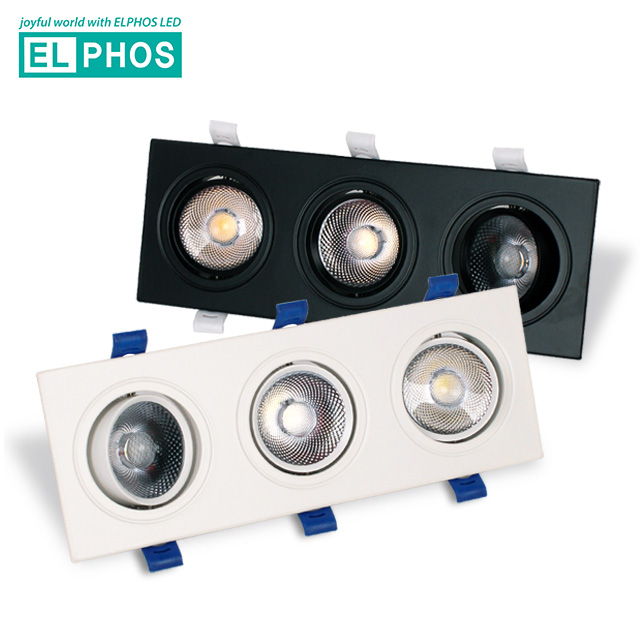 엘포스 LED 다운라이트 멀티 매입등 사각 3구 MR16 일체형 COB 24W 플리커프리 - 상품 이미지