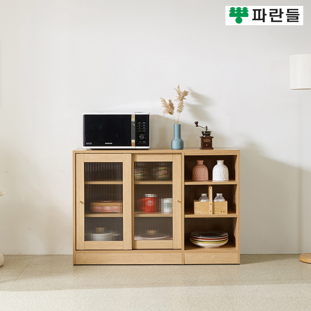 파란들가구 1200 유리문 미닫이도어 수납장 다용도수납장 - 메인 이미지