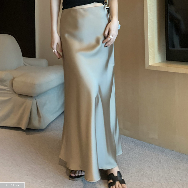 라라플 새틴 글로시 밴딩 피쉬테일 맥시 롱스커트 4col 봄 여름 실키 실크 제이플로우 이미지 8