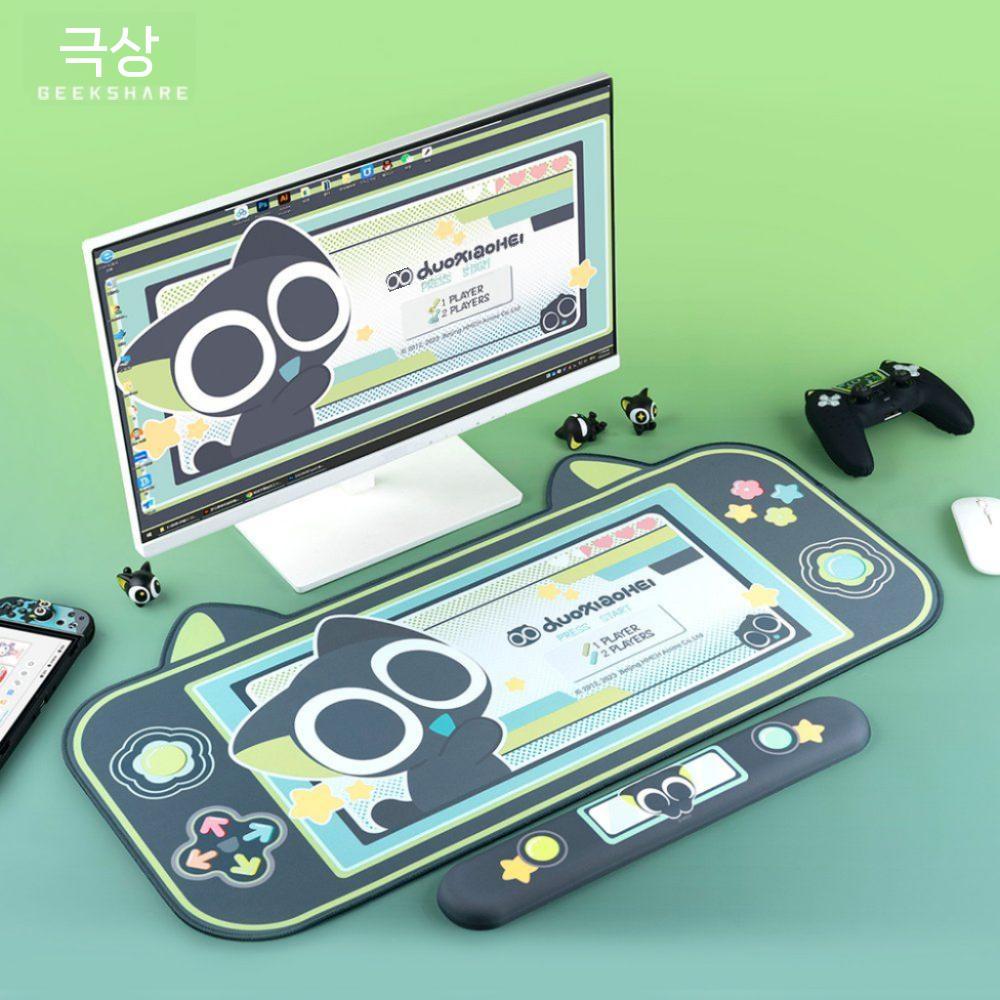 블랙캣 대형 마우스 장패드 게이밍 테이블 키보드 노트북 손목 패드 카펫 러그 - 상품 이미지