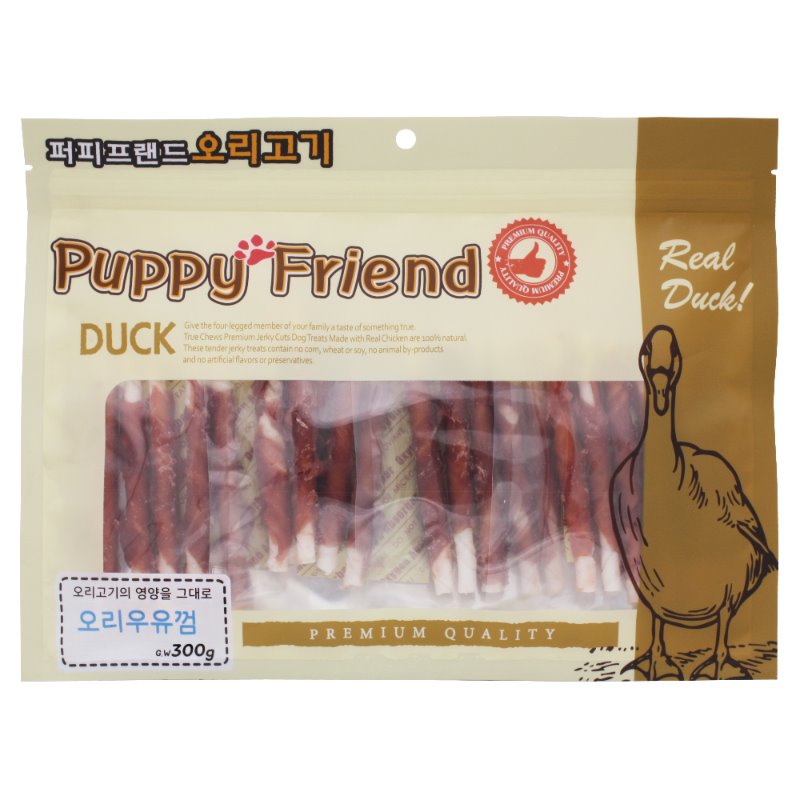 퍼피프랜드 사사미 강아지대용량간식 육포 애견 건조 간식 오리우유껌, 300g, 1개 - 상품 이미지