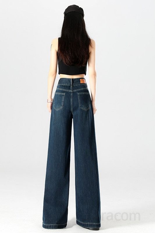 여름 기장선택 하이웨이스트 투버튼 와이드 팬츠 롱다리 Y2K 레트로 데님 일자핏 코튼  55669 - 상세 이미지 5