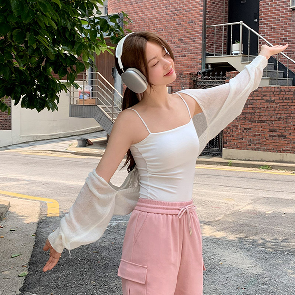 리샤 뱀부 썸머 숄 볼레로 니트 가디건 cd3406