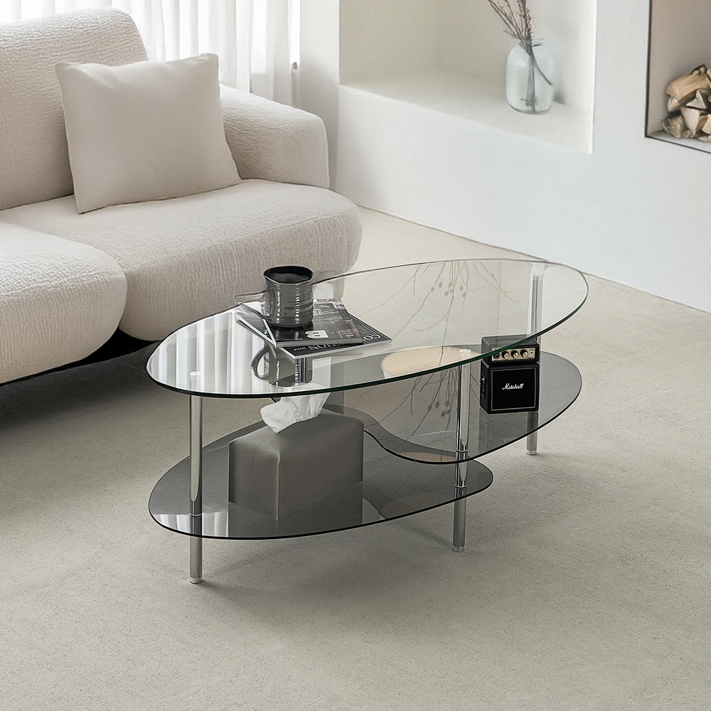 클라르 높은 소파 쇼파 좌식테이블 비정형 낮은 유리 티테이블