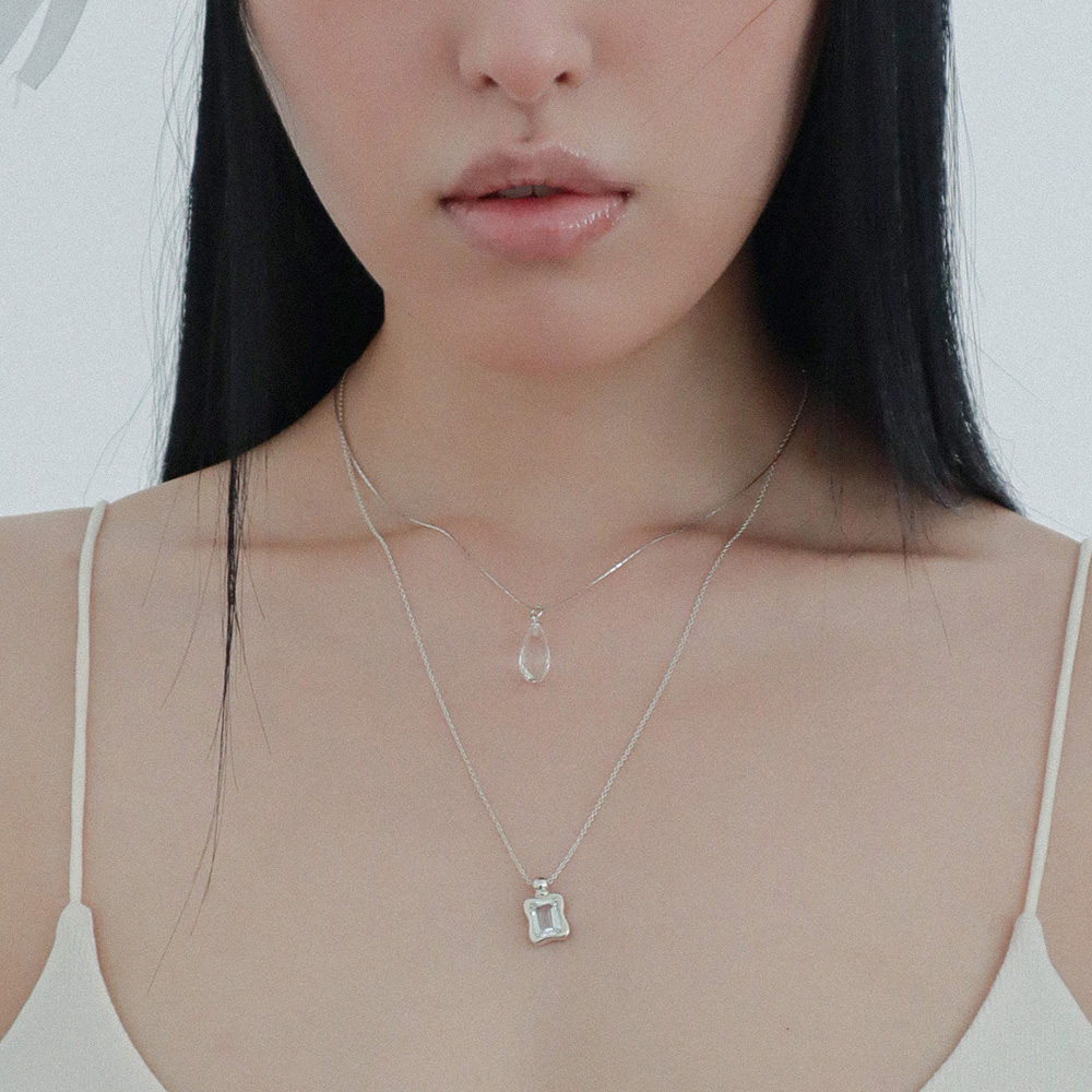 락 크리스탈 네크리스 실버925 백수정 Rock Crystal Necklace - 상세 이미지 3