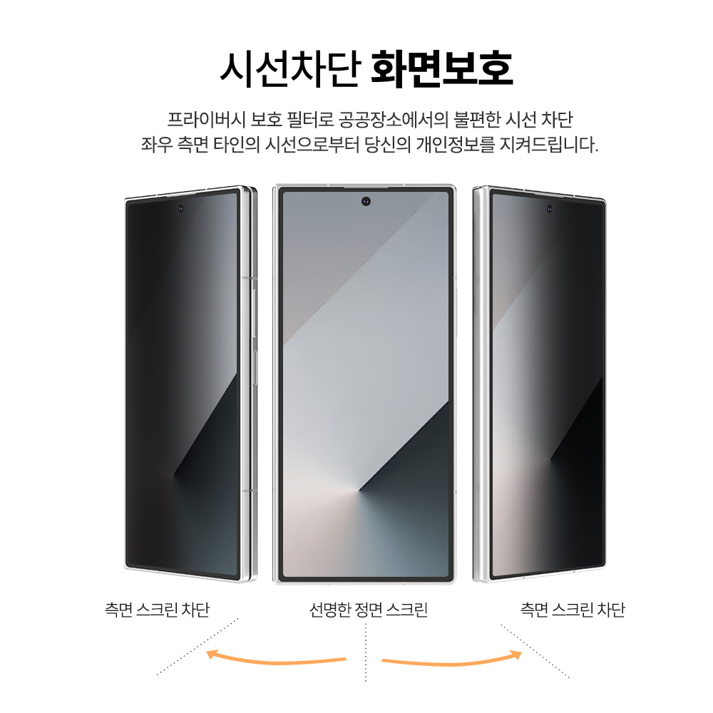 랩씨 9H 사생활 정보 보호 프라이버시 풀커버 강화유리 액정보호필름 갤럭시Z 폴드7, 2매입 - 상세 이미지 5