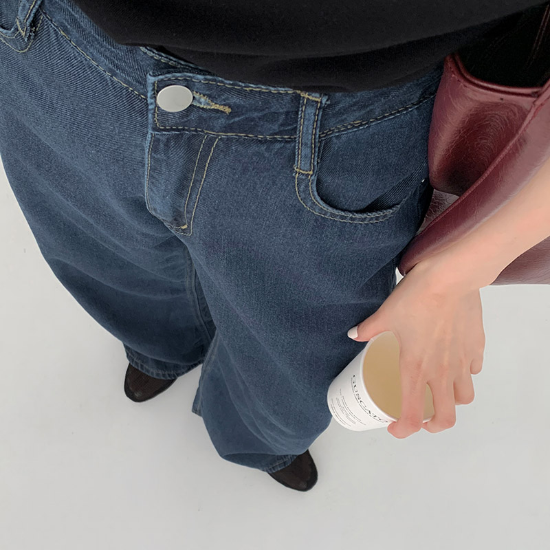 데리앤 사선 절개 와이드 데님 팬츠 ps5235 - 상세 이미지 5