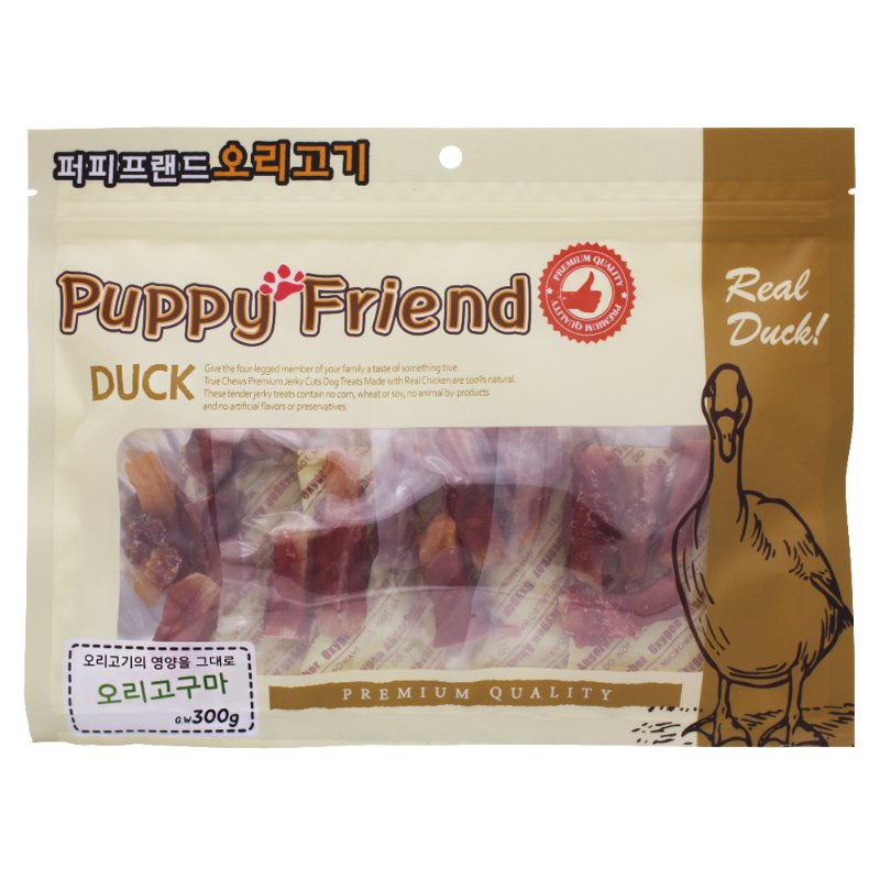 퍼피프랜드 사사미 강아지대용량간식 육포 애견 건조 간식 오리고구마, 300g, 1개 - 상품 이미지
