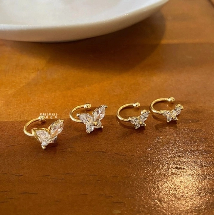 큐빅나비 골드 링귀찌 귀안뚫은 포인트귀걸이 이미지 8