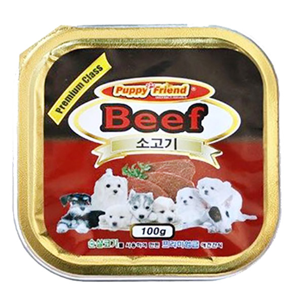 퍼피프랜드 강아지캔 강아지통조림 애견 습식 유동식 소고기(사각), 100g, 1개 - 상품 이미지