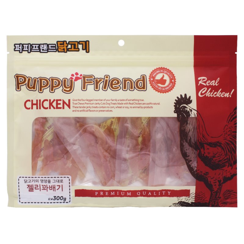 퍼피프랜드 사사미 강아지대용량간식 육포 애견 건조 간식 치킨젤리꽈배기, 300g, 1개 - 상품 이미지