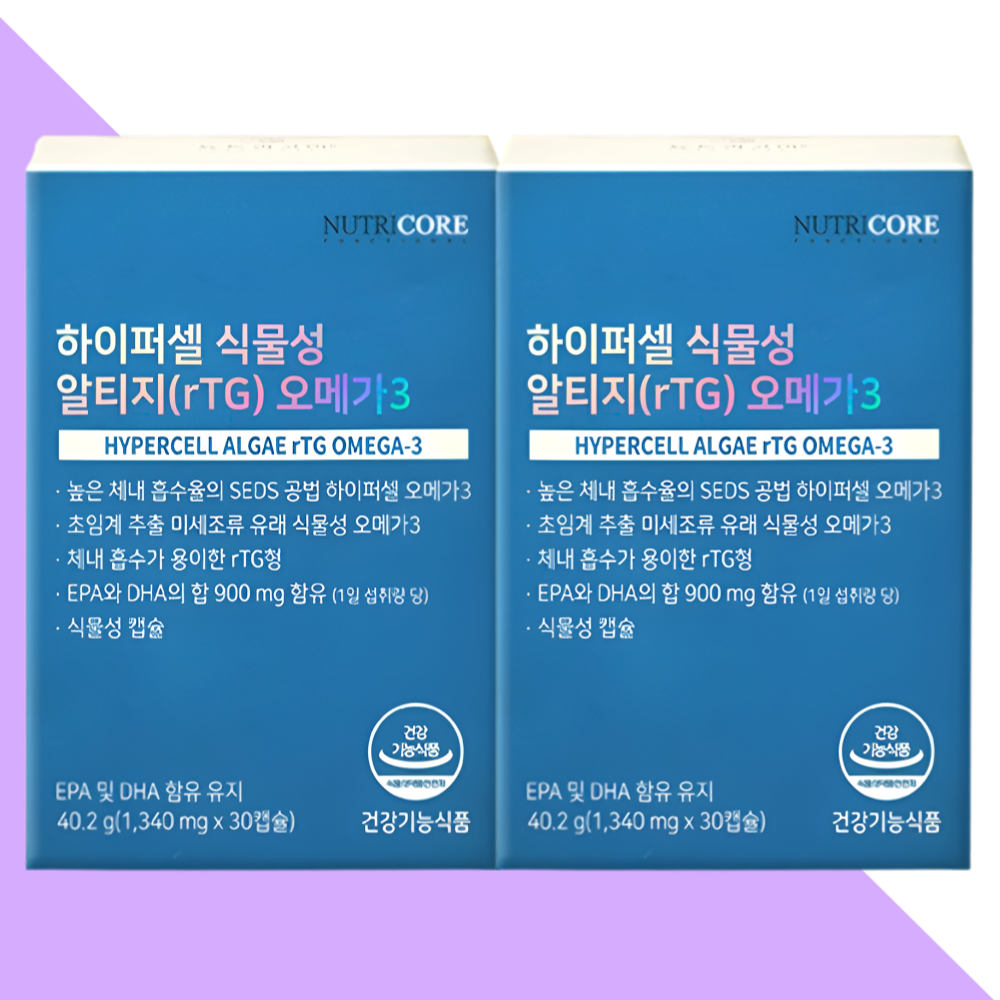 뉴트리코어 하이퍼셀 오메가3 식물성 알티지(rTG) 30캡슐X2박스 - 메인 이미지