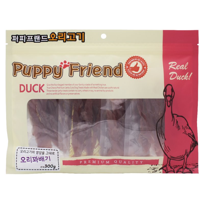 퍼피프랜드 사사미 강아지대용량간식 육포 애견 건조 간식 오리꽈배기, 300g, 1개 - 상품 이미지