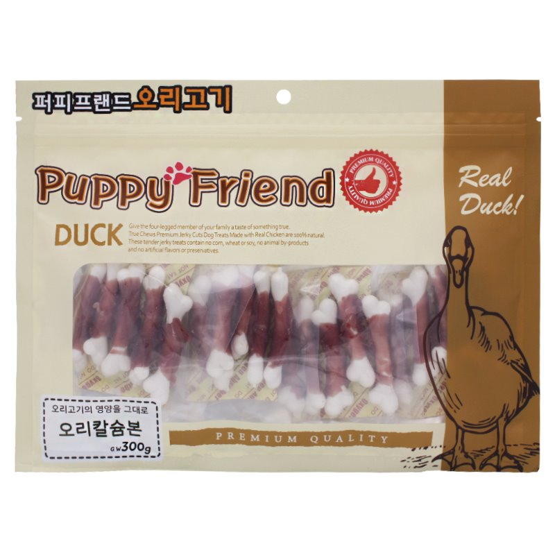 퍼피프랜드 사사미 강아지대용량간식 육포 애견 건조 간식 오리칼슘본, 300g, 1개 제품 이미지