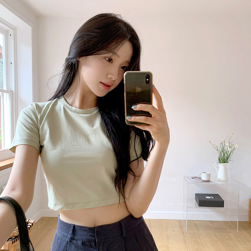 노엔브 크롭 반팔 티셔츠 ts4606 - 상세 이미지 2