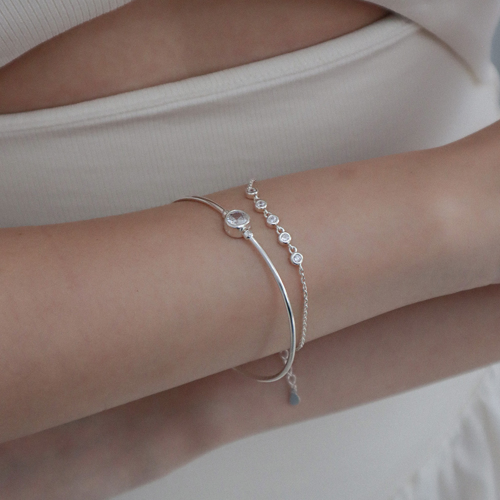 라운드 큐빅 뱅글 실버925 Round Cubic Bangle - 상세 이미지 2