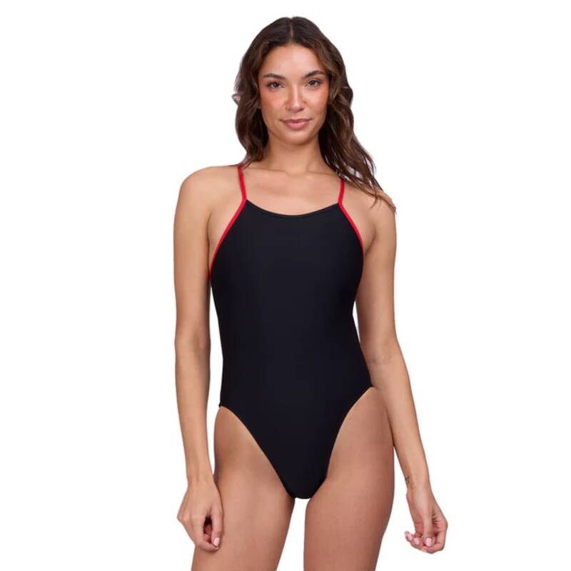 졸린 브랜든 원피스 수영복 JOLYN Brandon 2 Contrast One Piece Swimsuit - Black/Red - 메인 이미지